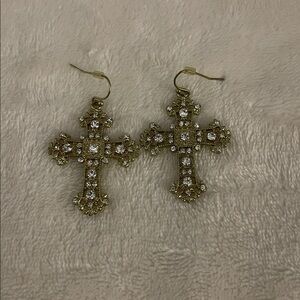 Elegant Gold Cross Earrings